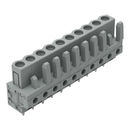 WAGO 232 Series Straight PCB Mount PCB Header, 10-Contact, 1-Row, 5mm Pitch, Solder, Through Hole Termination [232-140]; 278-1273