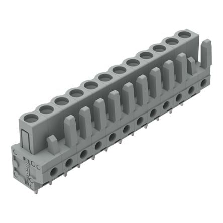 WAGO 232 Series Straight PCB Mount PCB Header, 12-Contact, 1-Row, 5mm Pitch, Pin, Solder Termination [232-142]; 278-1279
