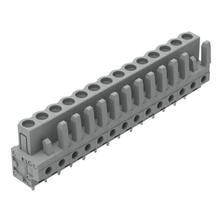 WAGO 232 Series Straight PCB Mount PCB Header, 14-Contact, 1-Row, 5mm Pitch, Solder Pin Termination [232-144]; 278-1283