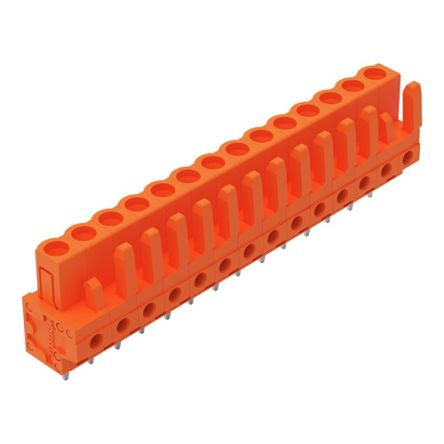 WAGO 232 Series Straight PCB Mount PCB Header, 14-Contact, 1-Row, 5.08mm Pitch, Solder, Through Hole Termination [232-174]; 278-1314
