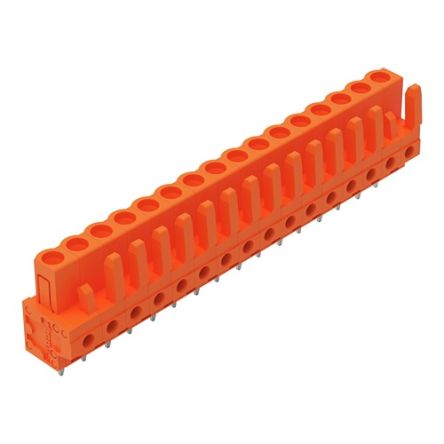 WAGO 232 Series Straight PCB Mount PCB Header, 16-Contact, 1-Row, 5.08mm Pitch, Solder, Through Hole Termination [232-176]; 278-1316