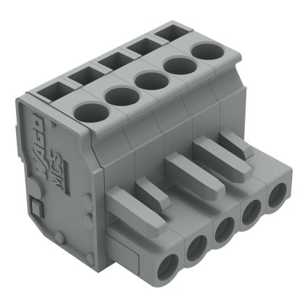 WAGO 232 Series Pluggable Connector, 5-Pole, Female, 5-Way, Snap-In, 14A [232-205/026-000]; 278-1328