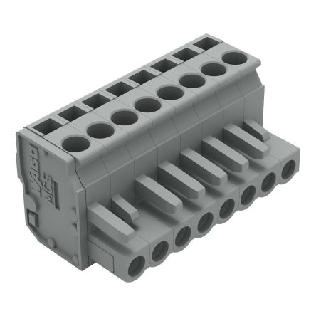 WAGO 232 Series Pluggable Connector, 8-Pole, Female, 8-Way, Snap-In, 14A [232-208/026-000]; 278-1332