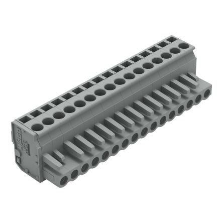WAGO 232 Series Pluggable Connector, 16-Pole, Female, 16-Way, Plug-In, 15A [232-216/026-000]; 278-1342