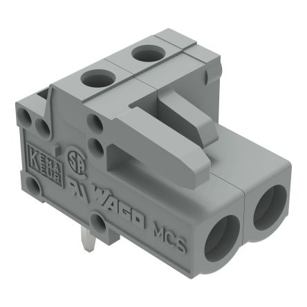 WAGO 232 Series Angled PCB Mount PCB Header, 2-Contact, 1-Row, 5mm Pitch, Solder Termination [232-232]; 278-1347