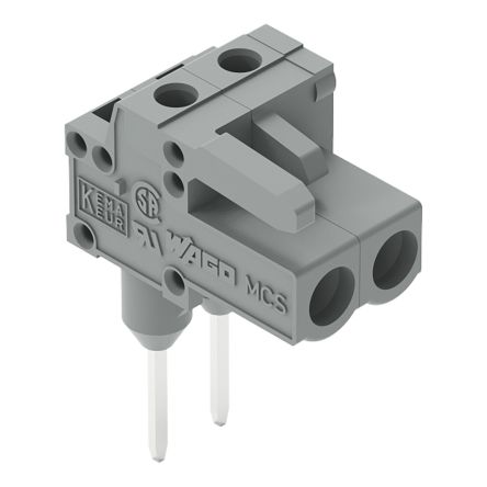 WAGO 232 Series Angled PCB Mount PCB Connector, 2-Contact, 1-Row, 5mm Pitch, Solder, Through Hole Termination [232-232/005-000]; 278-1348