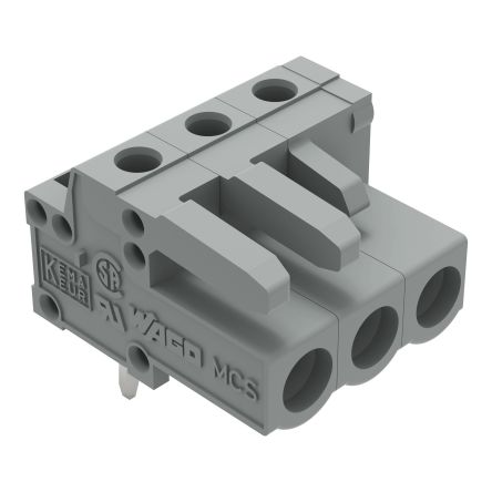 WAGO 232 Series Angled PCB Mount PCB Header, 3-Contact, 1-Row, 5mm Pitch, Solder Termination [232-233]; 278-1349