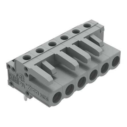 WAGO 232 Series Angled PCB Mount PCB Header, 6-Contact, 1-Row, 5mm Pitch, Solder Termination [232-236]; 278-1360