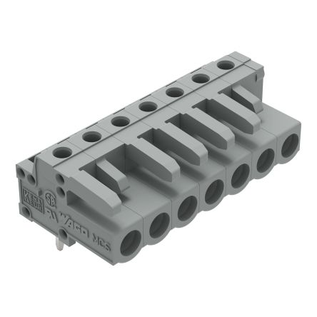 WAGO 232 Series Angled PCB Mount PCB Header, 7-Contact, 1-Row, 5mm Pitch, Solder Pin Termination [232-237]; 278-1362