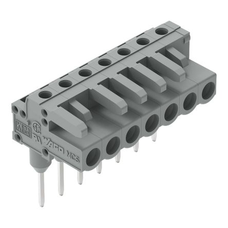 WAGO 232 Series Angled Rail Mount PCB Connector, 7-Contact, 1-Row, 5mm Pitch, Socket Termination [232-237/005-000]; 278-1364