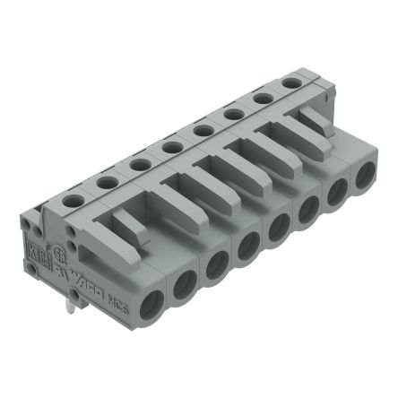 WAGO 232 Series Angled PCB Mount PCB Header, 8-Contact, 1-Row, 5mm Pitch, Solder Pin Termination [232-238]; 278-1365