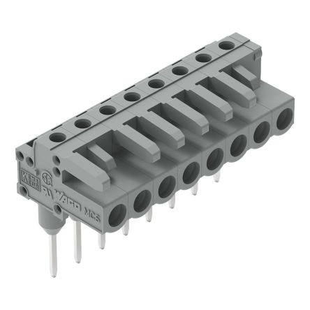 WAGO 232 Series Angled Rail Mount PCB Connector, 8-Contact, 1-Row, 5mm Pitch, Socket Termination [232-238/005-000]; 278-1366