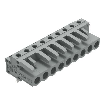 WAGO 232 Series Angled PCB Mount PCB Header, 9-Contact, 1-Row, 5mm Pitch, Solder Termination [232-239]; 278-1368