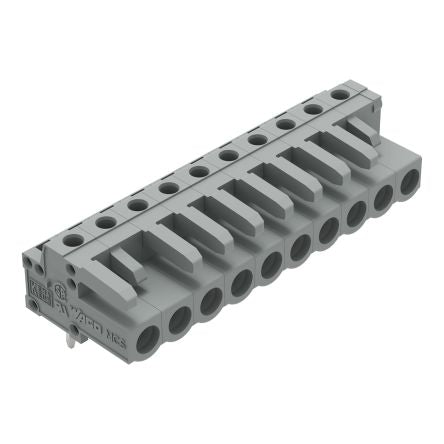 WAGO 232 Series Angled PCB Mount PCB Header, 10-Contact, 1-Row, 5mm Pitch, Solder Termination [232-240]; 278-1370