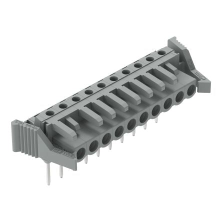 WAGO 232 Series Angled Rail Mount PCB Connector, 10-Contact, 1-Row, 5mm Pitch, Solder Termination [232-240/005-000/039-000]; 278-1372