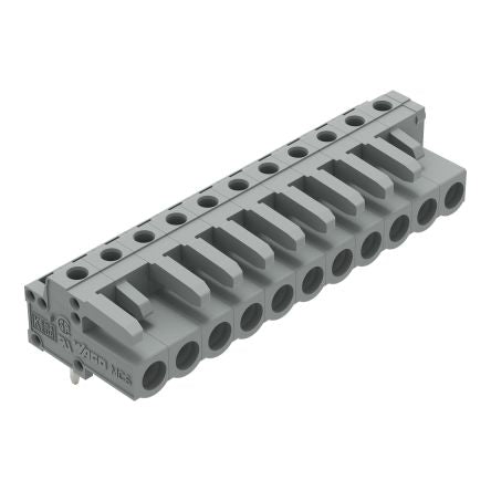 WAGO 232 Series Angled PCB Mount PCB Header, 11-Contact, 1-Row, 5mm Pitch, Solder Pin Termination [232-241]; 278-1374