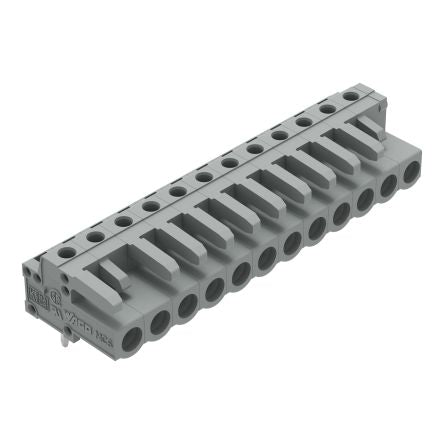 WAGO 232 Series Angled PCB Mount PCB Header, 12-Contact, 1-Row, 5mm Pitch, Solder Pin Termination [232-242]; 278-1375