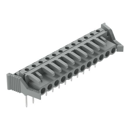 WAGO 232 Series Angled PCB Mount PCB Header, 12-Contact, 1-Row, 5mm Pitch, Solder Termination [232-242/005-000/039-000]; 278-1377