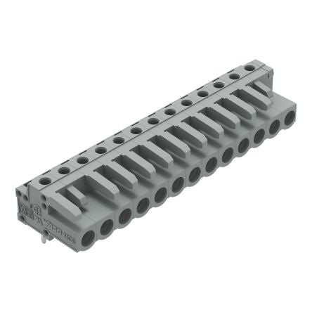 WAGO 232 Series Angled PCB Mount PCB Header, 13-Contact, 1-Row, 5mm Pitch, PCB Termination [232-243]; 278-1381
