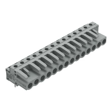 WAGO 232 Series Angled PCB Mount PCB Header, 14-Contact, 1-Row, 5mm Pitch, Solder Pin Termination [232-244]; 278-1382