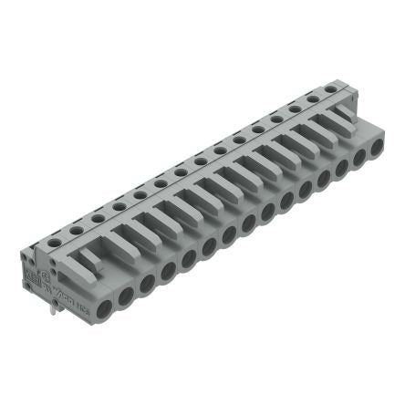WAGO 232 Series Angled PCB Mount PCB Header, 15-Contact, 1-Row, 5mm Pitch, Solder Pin Termination [232-245]; 278-1383
