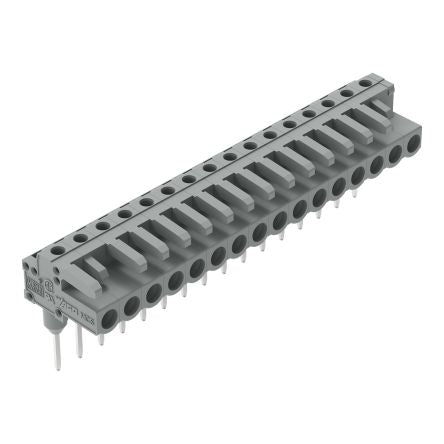 WAGO 232 Series Angled PCB Mount PCB Header, 16-Contact, 1-Row, 5mm Pitch, Solder Termination [232-246/005-000]; 278-1386