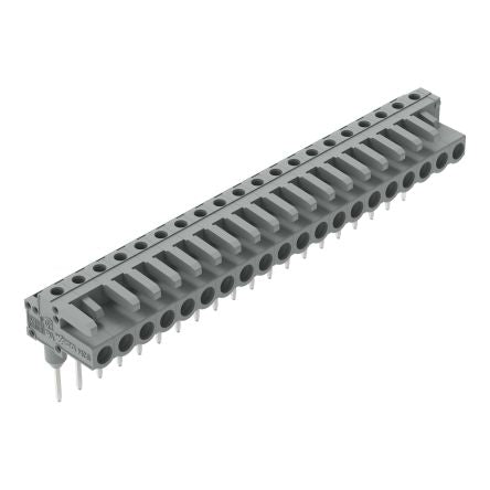 WAGO 232 Series Angled Rail Mount PCB Connector, 20-Contact, 1-Row, 5mm Pitch, Plug-In Termination [232-250/005-000]; 278-1394