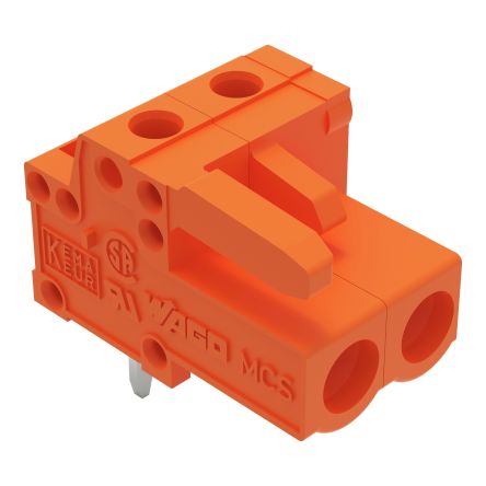 WAGO 232 Series Angled PCB Mount PCB Header, 2-Contact, 1-Row, 5.08mm Pitch, Solder Termination [232-262]; 278-1399