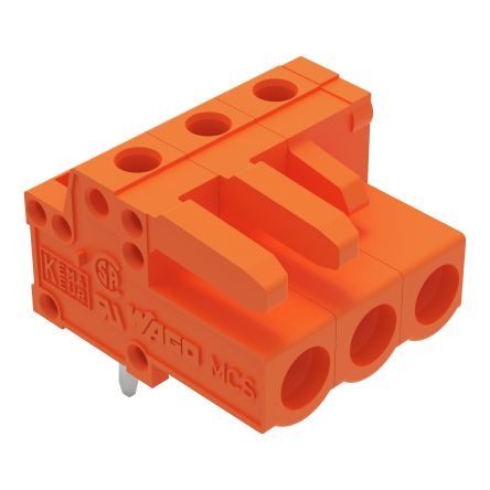 WAGO 232 Series Angled PCB Mount PCB Header, 3-Contact, 1-Row, 5.08mm Pitch, Solder Pin Termination [232-263]; 278-1401