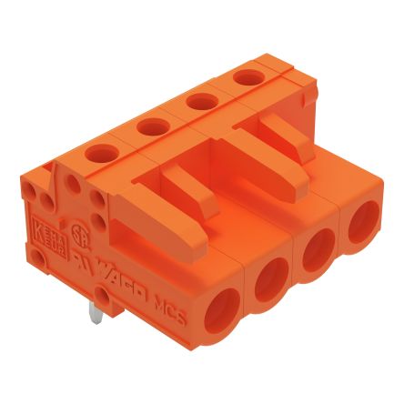 WAGO 232 Series Right Angle PCB Mount PCB Header, 4-Contact, 1-Row, 5.08mm Pitch, Solder Pin Termination [232-264]; 278-1402