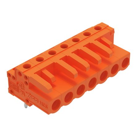 WAGO 232 Series Angled PCB Mount PCB Header, 7-Contact, 1-Row, 5.08mm Pitch, Solder Termination [232-267]; 278-1407