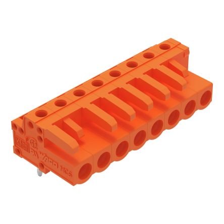 WAGO 232 Series Angled PCB Mount PCB Header, 8-Contact, 1-Row, 5.08mm Pitch, Solder Pin Termination [232-268]; 278-1409