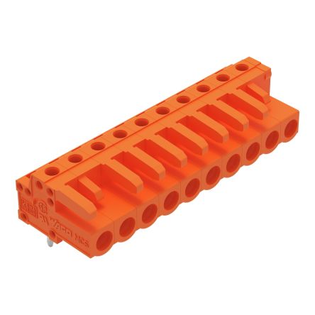 WAGO 232 Series Angled PCB Mount PCB Header, 10-Contact, 1-Row, 5.08mm Pitch, Solder Termination [232-270]; 278-1412