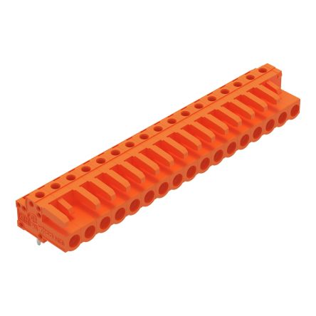WAGO 232 Series Angled PCB Mount PCB Header, 17-Contact, 1-Row, 5.08mm Pitch, Solder Termination [232-277]; 278-1421