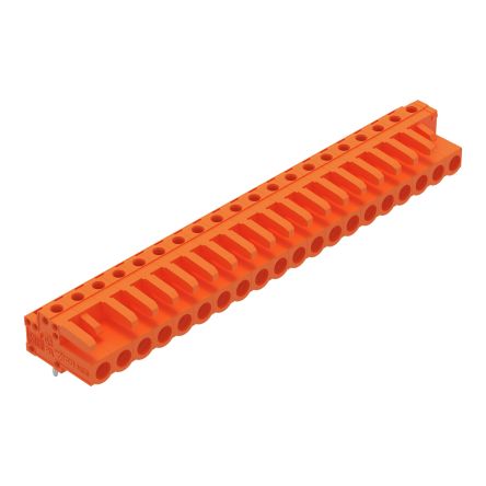 WAGO 232 Series Angled PCB Mount PCB Header, 20-Contact, 1-Row, 5.08mm Pitch, Solder Termination [232-280]; 278-1424