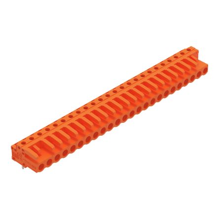 WAGO 232 Series Angled PCB Mount PCB Header, 24-Contact, 1-Row, 5.08mm Pitch, Solder Pin Termination [232-284]; 278-1428
