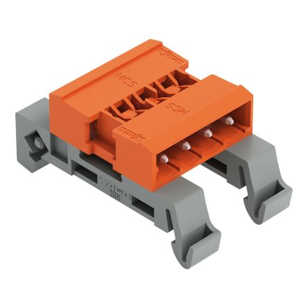 WAGO, 5.08mm Pitch, 232, 4 Way, Horizontal, Pluggable Terminal Block, Pin Header, DIN Rail Mount, Pin Termination, [232-534/007-000]; 278-1510