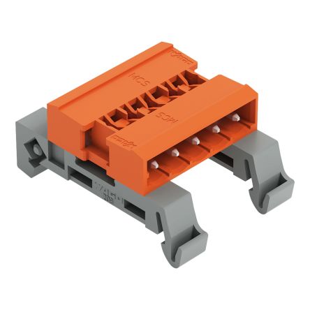 WAGO, 5.08mm Pitch, 232, 5 Way, Horizontal, Pluggable Terminal Block, Pin Header, DIN Rail Mount, Pin Termination, [232-535/007-000]; 278-1511