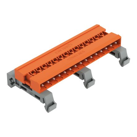 WAGO, 5.08mm Pitch, 232, 15 Way, Horizontal, Pluggable Terminal Block, Pin Header, DIN Rail Mount, Pin Termination, [232-545/007-000]; 278-1522