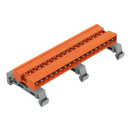 WAGO, 5.08mm Pitch, 232, 18 Way, Horizontal, Pluggable Terminal Block, Pin Header, DIN Rail Mount, Pin Termination, [232-548/007-000]; 278-1525