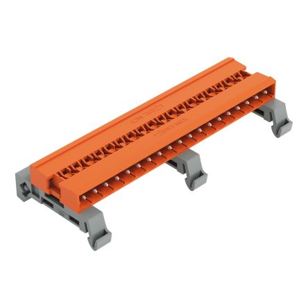 WAGO, 5.08mm Pitch, 232, 19 Way, Horizontal, Pluggable Terminal Block, Pin Header, DIN Rail Mount, Pin Termination, [232-549/007-000]; 278-1526