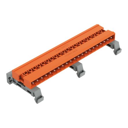 WAGO, 5.08mm Pitch, 232, 21 Way, Horizontal, Pluggable Terminal Block, Pin Header, DIN Rail Mount, Pin Termination, [232-551/007-000]; 278-1528