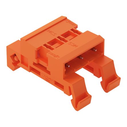 WAGO, 7.62mm Pitch, 232, 3 Way, Horizontal, Pluggable Terminal Block, Pin Header, DIN Rail Mount, Pin Termination, [232-583/007-000]; 278-1546