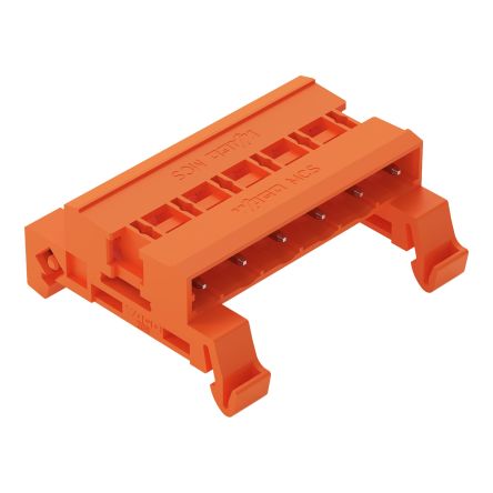WAGO, 7.62mm Pitch, 232, 6 Way, Horizontal, Pluggable Terminal Block, Pin Header, DIN Rail Mount, Wire Termination, [232-586/007-000]; 278-1549