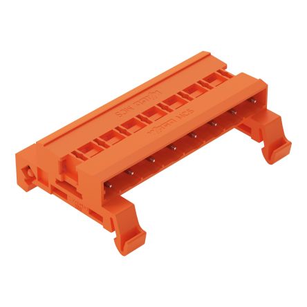 WAGO, 7.62mm Pitch, 232, 8 Way, Horizontal, Pluggable Terminal Block, Pin Header, DIN Rail Mount, Pin Termination, [232-588/007-000]; 278-1551