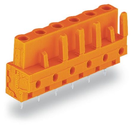 WAGO 232 Series Angled PCB Mount PCB Header, 4-Contact, 1-Row, 7.62mm Pitch, Solder Pin Termination [232-764]; 278-1609