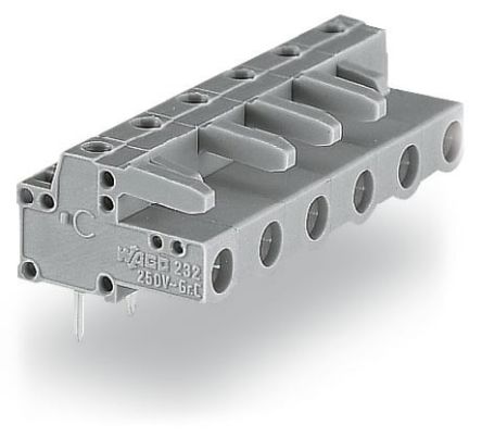 WAGO 232 Series Angled PCB Mount PCB Header, 6-Contact, 1-Row, 7.5mm Pitch, Solder Pin Termination [232-834/045-000]; 278-1614