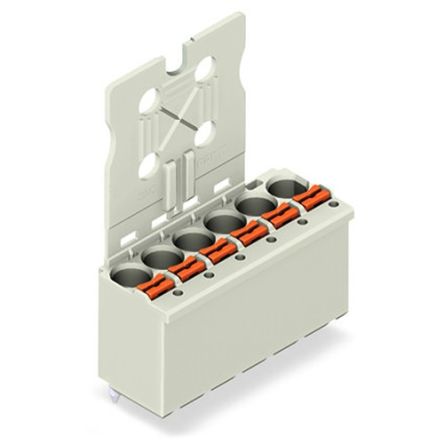 WAGO 2091 Series Straight Push-In PCB Socket, 6-Contact, 1-Row, 5mm Pitch, Push Button Termination [2092-1157]; 278-1693