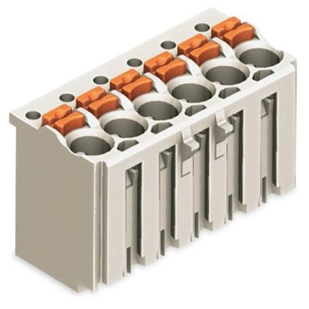 WAGO 2091 Series Pluggable Connector, 5-Pole, Female, 6-Way, Push-In, 10A [2091-1125]; 278-2581