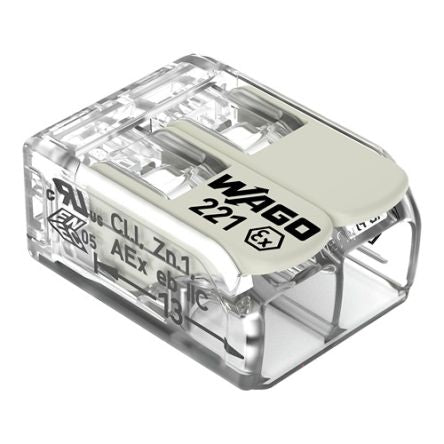 WAGO 221 Series Connector, 2-Way, 37A, 20 → 10 AWG Wire, Cage Clamp Termination [221-682]; 278-2797